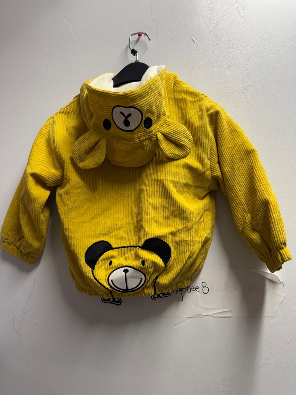 Kids Yellow Bear Corduroy Hooded Jacket - Cute Plush Ears